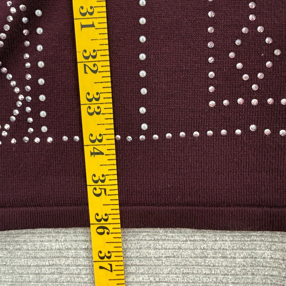 SAY WHAT? Womens Sweater Dress Burgundy Studded Geometric Long Sleeve Sz M Party - Picture 8 of 13